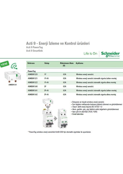 Wireless Enerji Sensörü A9MEM1540