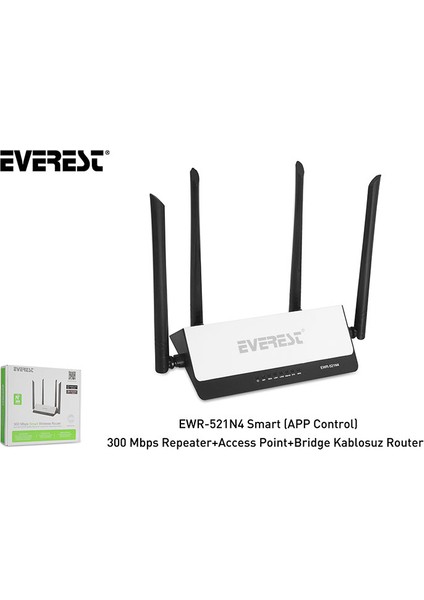 Ewr-521N4 Smart (App Control) 300 Mbps Repeater+Access Point+Bridge Kablosuz Router