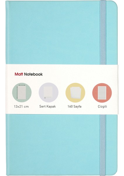 Matt Notebook Lastikli Defter Çizgili 13 x 21 cm Mavi