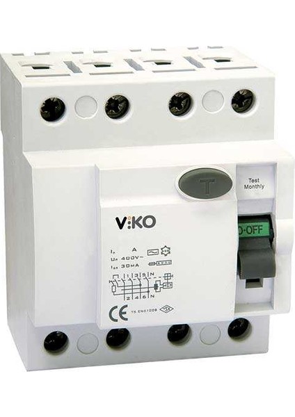 Kaçak Akım Rölesi Ac Tip 30mA 4x 63A VTR4-6330