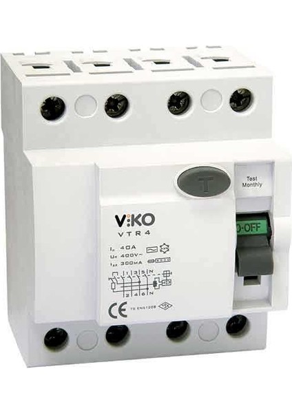 Kaçak Akım Rölesi Ac Tip 30mA 4x 32A VTR4-3230