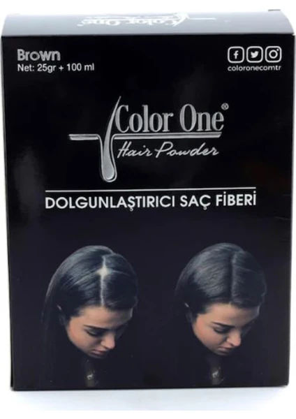 Color One Hair Powder Brown Dolgunlaştırıcı Saç Fiberi 25 gr +100 ml