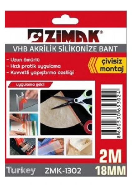 Akrilik Silikonize Çift Taraflı Band 2mx18mm