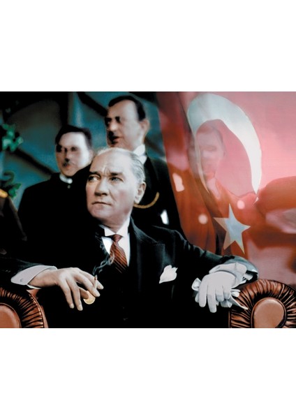 Atatürk Törende Sigara İçerken Kanvas Tablo