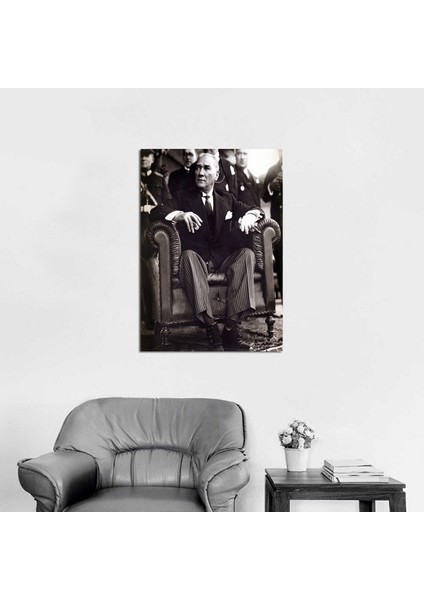 Atatürk Törende Sigarasız Sepya Kanvas Tablo Tablo