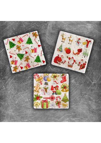 Decor Yılbaşı Doğaltaş Magnet - 3'lü Set