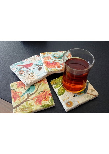 Decor Bardak Altlığı Yılbaşı 4'lü Set
