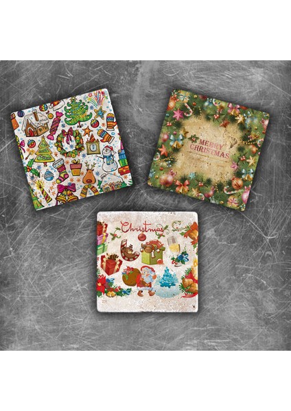 Decor Yılbaşı Doğaltaş Magnet - 3'lü Set