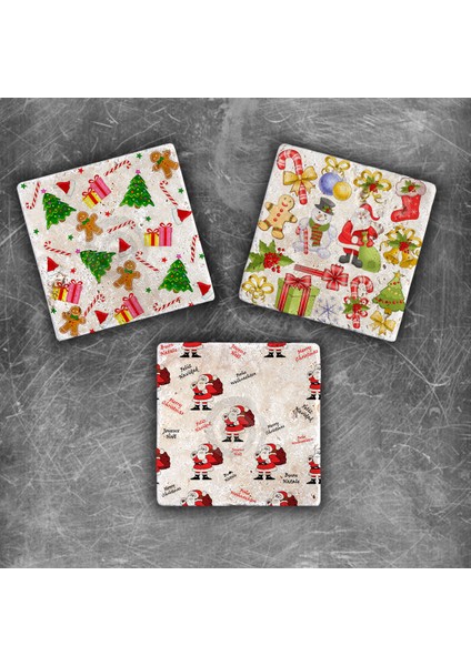 Decor Yılbaşı Doğaltaş Magnet - 3'lü Set