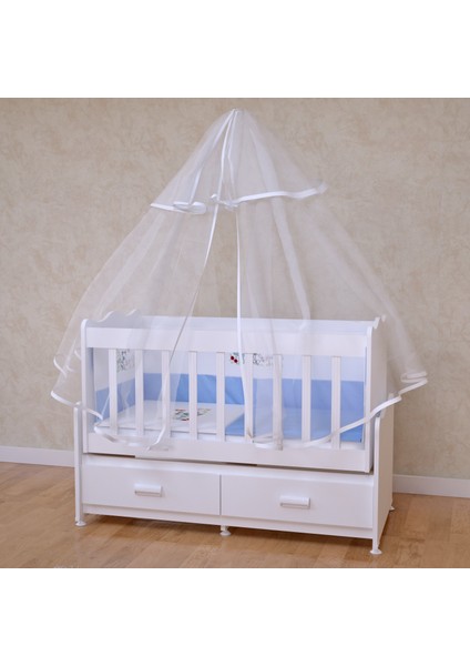 Elegant Beşik + Yatak + Uyku Seti Kombini Mantar Ayıcıklı Mavi