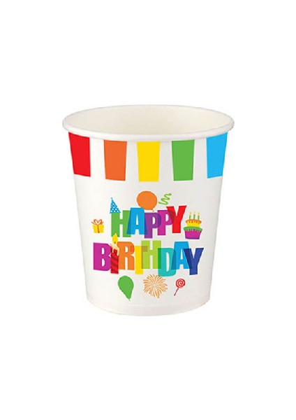 Roll-Up Party Dreams Karton Bardak Renkli Doğum Günü 8'li