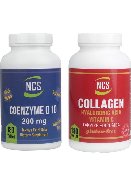 Set Collagen Hyaluronic Acid 180 Tablet ve Koenzim Q10 200 Mg 180 Tablet