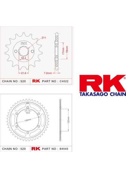 Honda CBR 250 R ABS Rk Ön Arka Dişli 520 - 14/36 T (2014-2018)