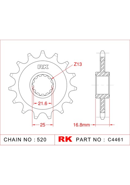 Honda CBR 500 RA ABS RK Çelik Ön Dişli C4461-15 (2013-2019)