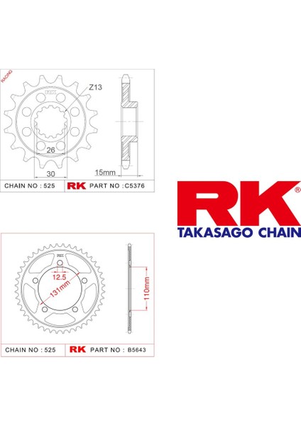 Bmw S 1000 XR Rk Ön Arka Dişli 525 - 17/45 T (2014-2019)