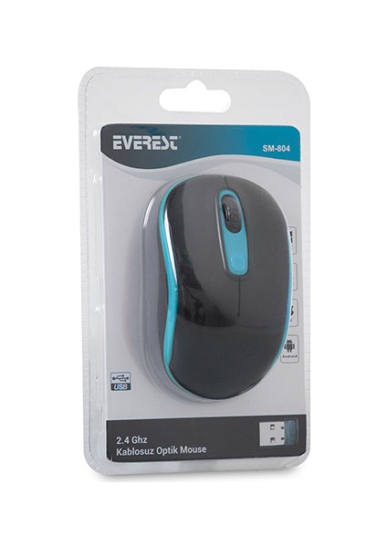 Sm-804 Usb Siyah/Mavi 800/1200/1600Dpi Kablosuz Mouse