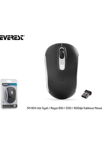 Sm-804 Usb Siyah/Beyaz 800/1200/1600Dpi Kablosuz Mouse