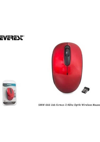 SMW-666 USB Kırmızı 2.4Ghz Optik Wireless Mouse