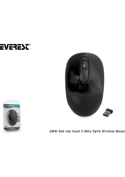 SMW-666 USB Siyah 2.4Ghz Optik Wireless Mouse