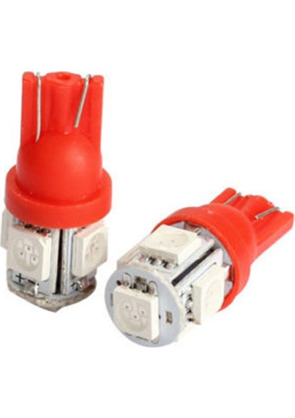 Demethome 10 Adet Dipsiz Giriş T10 5 LED Araç Park Lambası Ampül T10 5050 5 Smd LED Renk Seçenekli