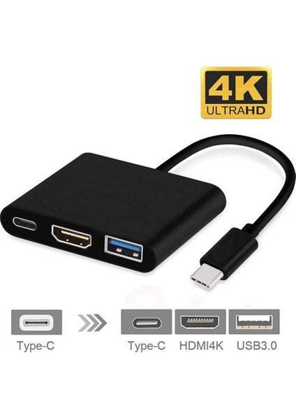 Type-C To 4K HDMI + USB 3.0 + USB Type-C Dönüştürücü