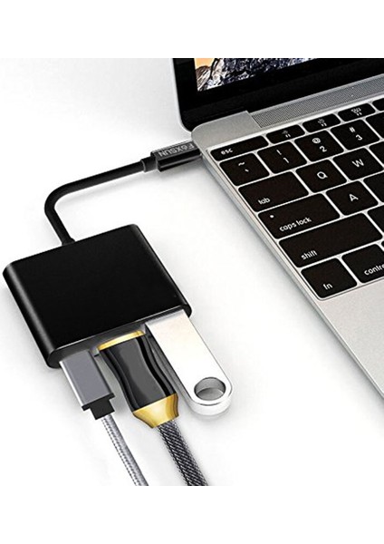 Type-C To 4K HDMI + USB 3.0 + USB Type-C Dönüştürücü