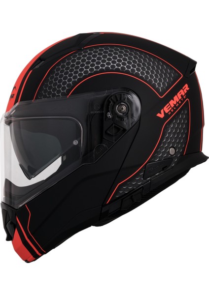 Sharkı Çene Açılır Kask Mat Siyah Turuncu L
