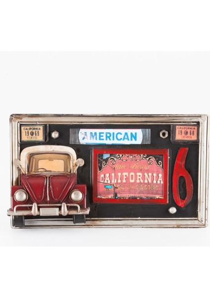 Metal Resim Çerçevesi Pizza Araba Dekorlu