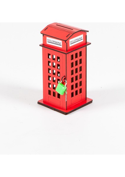 Ahşap Kumbara London Telefon Kulübesi 16 cm