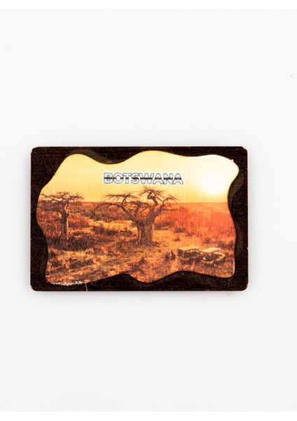 Botsvana Temalı Deri Magnet Ahşap Tabaka