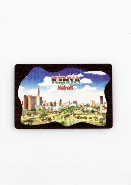 Kenya Temalı Deri Magnet Ahşap Tabaka