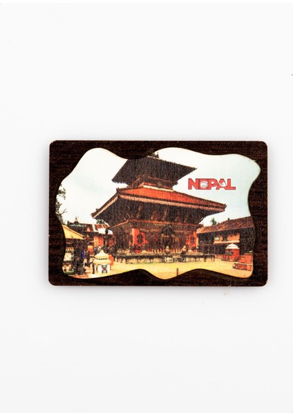 Nepal Temalı Deri Magnet Ahşap Tabaka