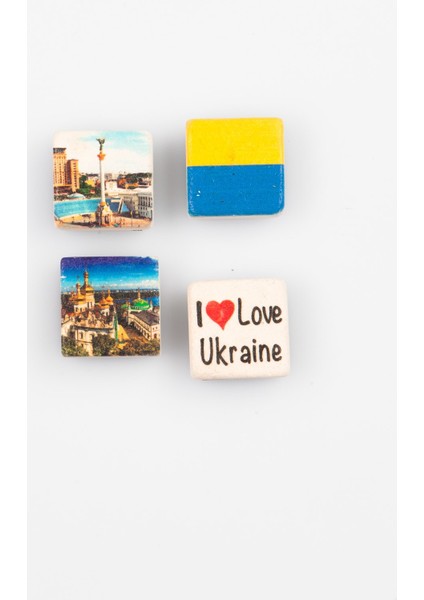 Ukrayna Temalı Dörtlü Taş Magnet