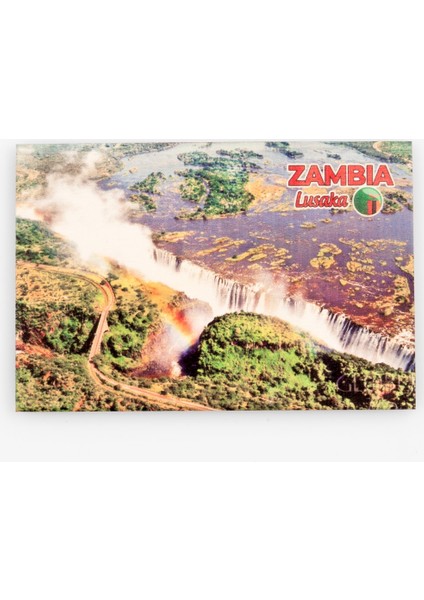 Zambiya Temalı Ahşap Kartpostal Magnet