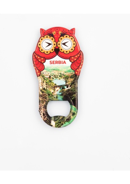 Sırbistan Temalı Baykuş Magnet Kapak Açacak