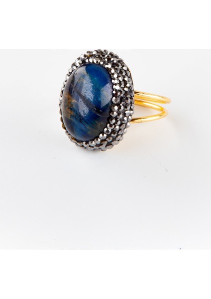 Doğal Taş Lapis Lazuli Yüzük Ayarlı