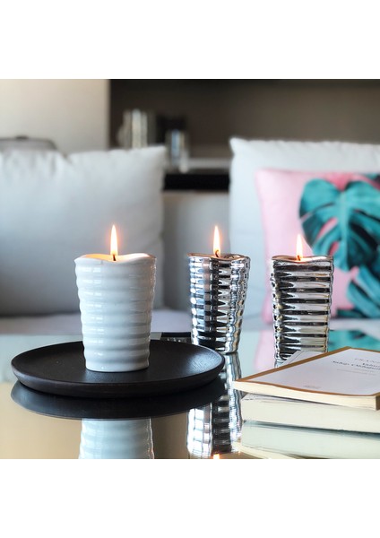 Beyaz Seramik Kapta Mum 7.5X11CM modelleri