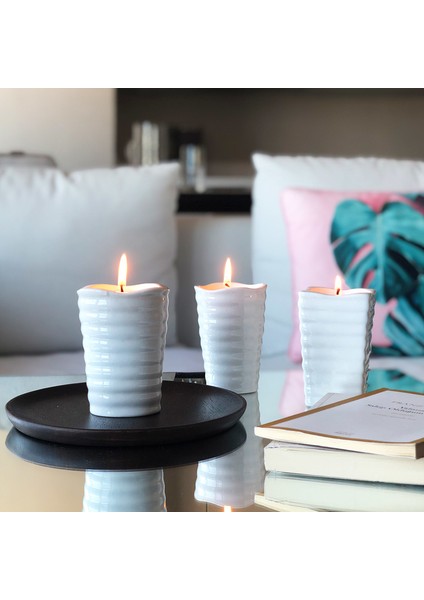 Beyaz Seramik Kapta Mum 7.5X11CM fırsatları