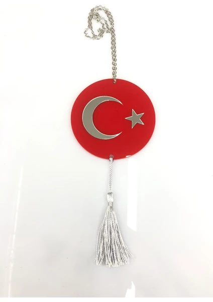 Türk Bayrağı Pleksi Dikiz Aynası Süsü (Kabartmalı Tasarım)