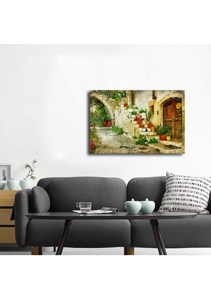 Çiçekli Merdiven Fotoğraf Kanvas Tablo