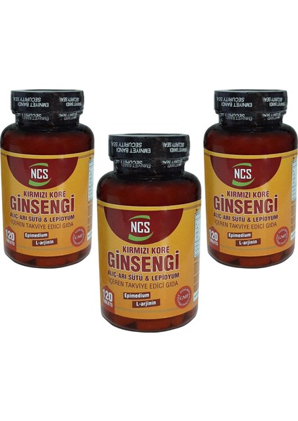Kırmızı Kore Ginsengi Alıç-Arı Sütü & Lepidyum 120 Tablet x 3 Adet