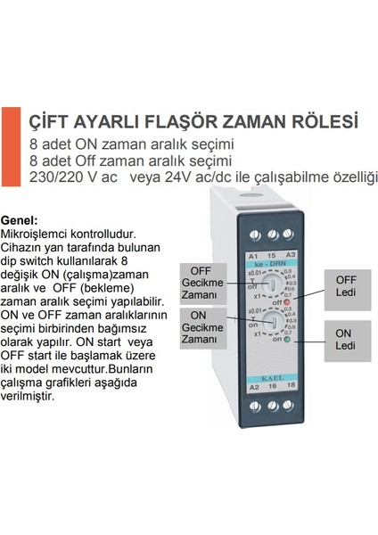 Ke-Drn1 Multi Zamanlı Çift Zaman Ayarlı Flaşör Röle On Start