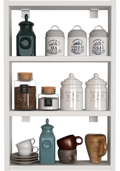 Eko 3 Raflı MutfakDuvar Rafı Mat Beyaz modelleri