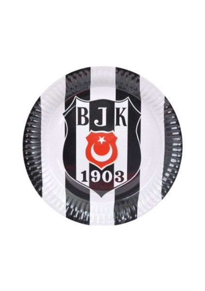 Beşiktaş Lisanslı Yuvarlak Karton Tabak 8 Ad