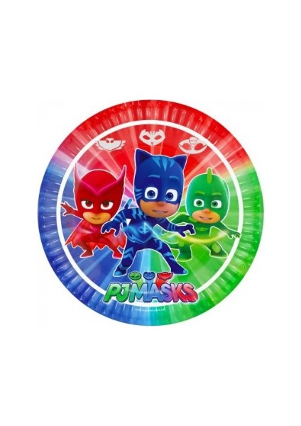 Pj Mask Pija Maskeliler Temalı Yuvarlak Karton Tabak