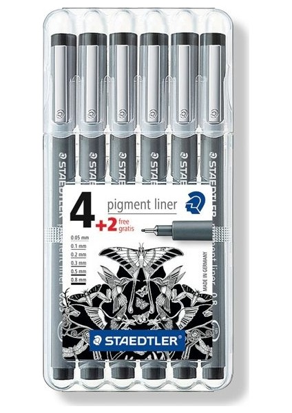 Pigment Liner Çizim Kalemi Seti 6'lı Plastik Kutulu