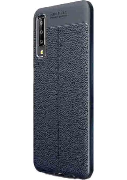 Samsung Galaxy A50s Niss Silikon Deri Görünümlü Kılıf Lacivert