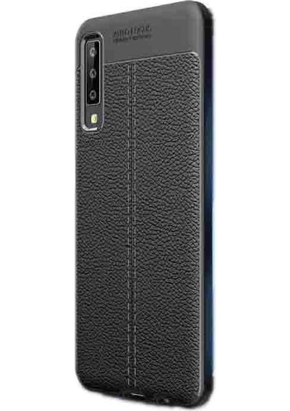 Samsung Galaxy A50s Niss Silikon Deri Görünümlü Kılıf Siyah