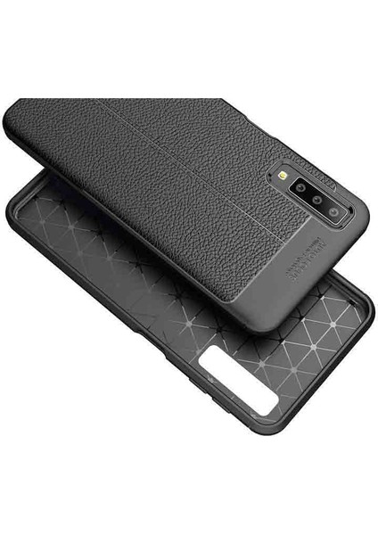 Samsung Galaxy A50s Niss Silikon Deri Görünümlü Kılıf Siyah