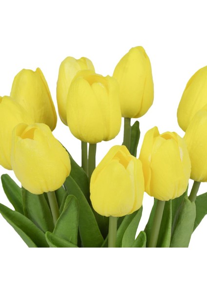 Fransız Style Şeffaf Vazoda 10'lu Sarı Islak Lale Yapay Çiçek modelleri